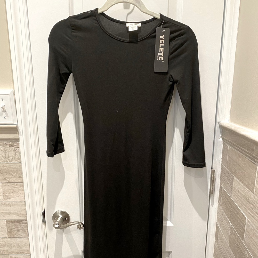 Black spandex Maxi dress Small